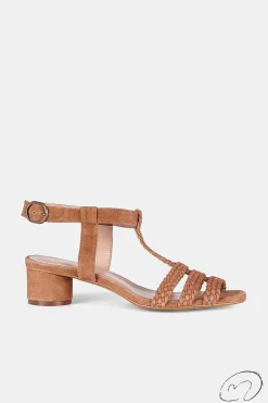 Mujer MICUIR Sandalias Tacón Midi-Kora Trenzada Caramelo 3.5Cm