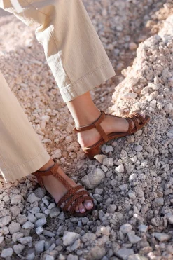 Mujer MICUIR Sandalias Tacón Midi-Kora Trenzada Caramelo 3.5Cm