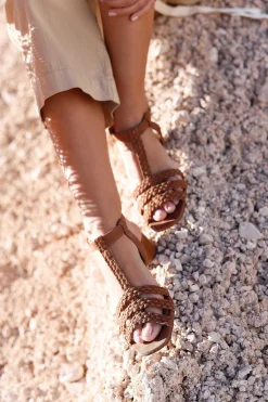 Mujer MICUIR Sandalias Tacón Midi-Kora Trenzada Caramelo 3.5Cm