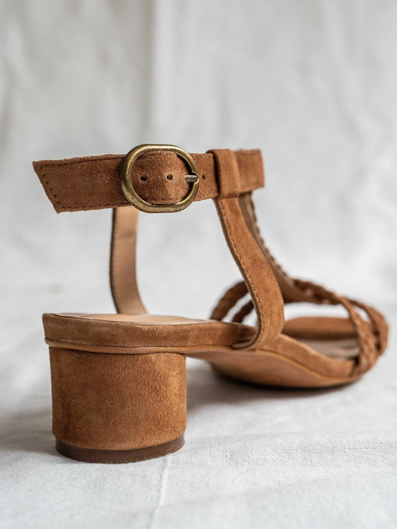 Mujer MICUIR Sandalias Tacón Midi-Kora Trenzada Caramelo 3.5Cm