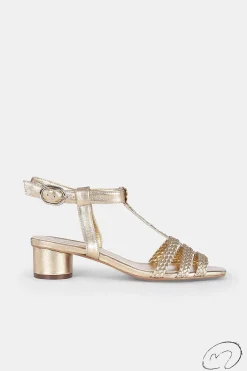 Mujer MICUIR Sandalias Tacón Midi-Kora Trenzada Oro 3.5Cm