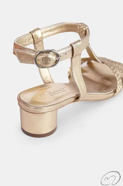 Mujer MICUIR Sandalias Tacón Midi-Kora Trenzada Oro 3.5Cm