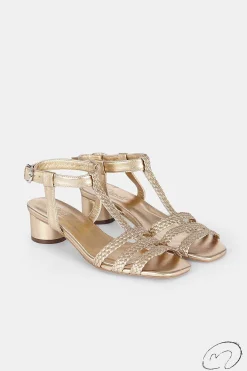 Mujer MICUIR Sandalias Tacón Midi-Kora Trenzada Oro 3.5Cm