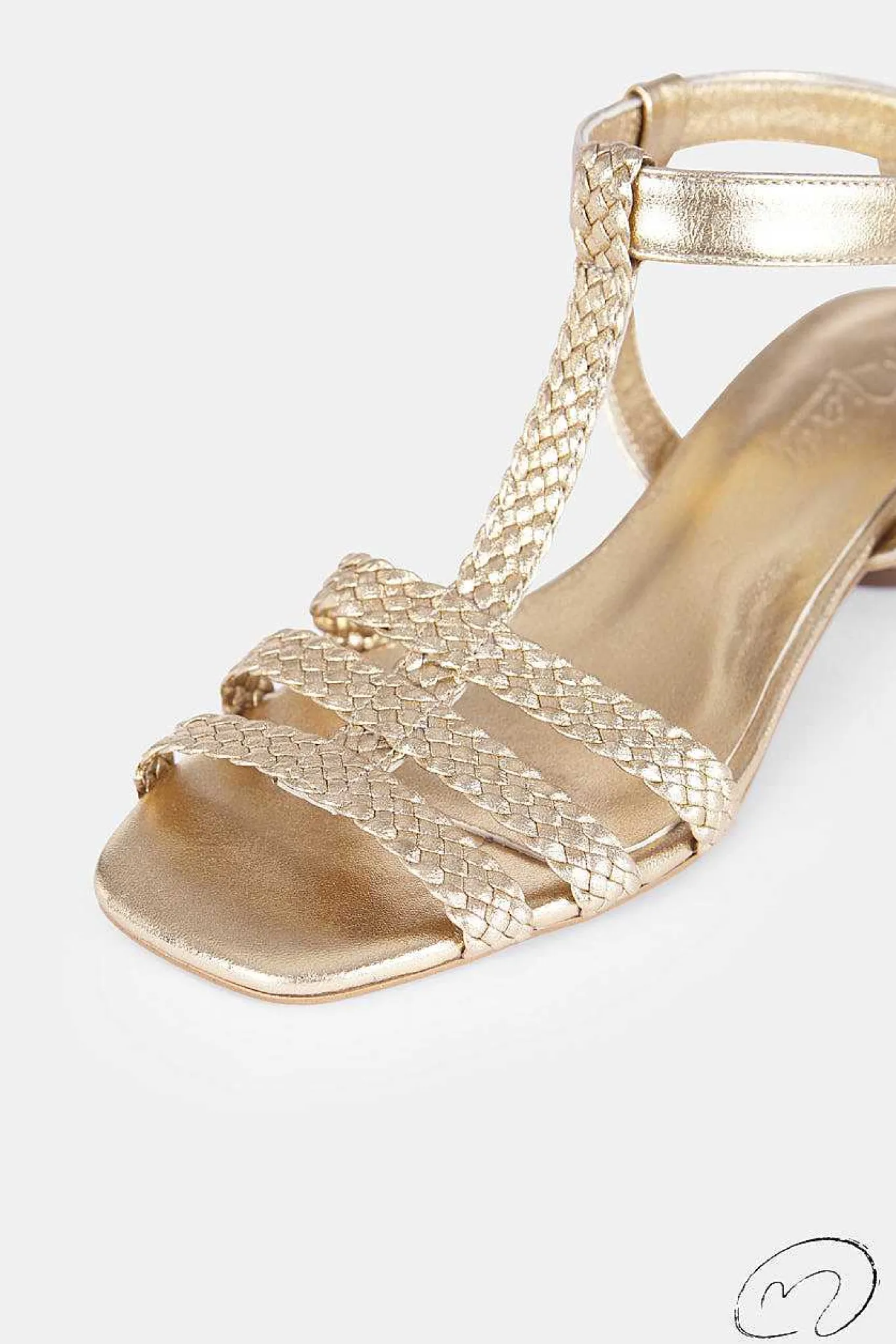 Mujer MICUIR Sandalias Tacón Midi-Kora Trenzada Oro 3.5Cm