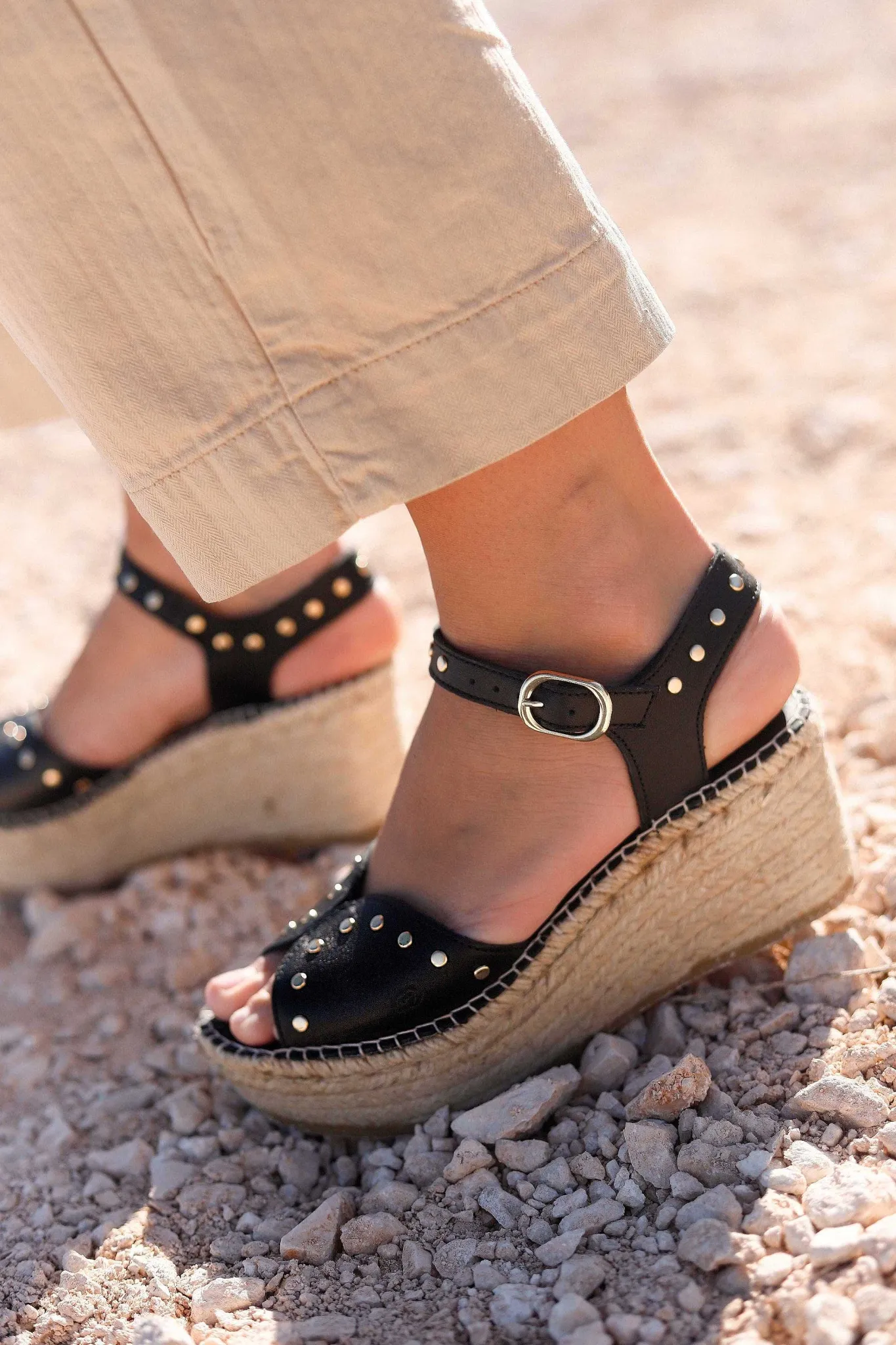 Mujer MICUIR Sandalias Plataforma-Malia Negro 7Cm
