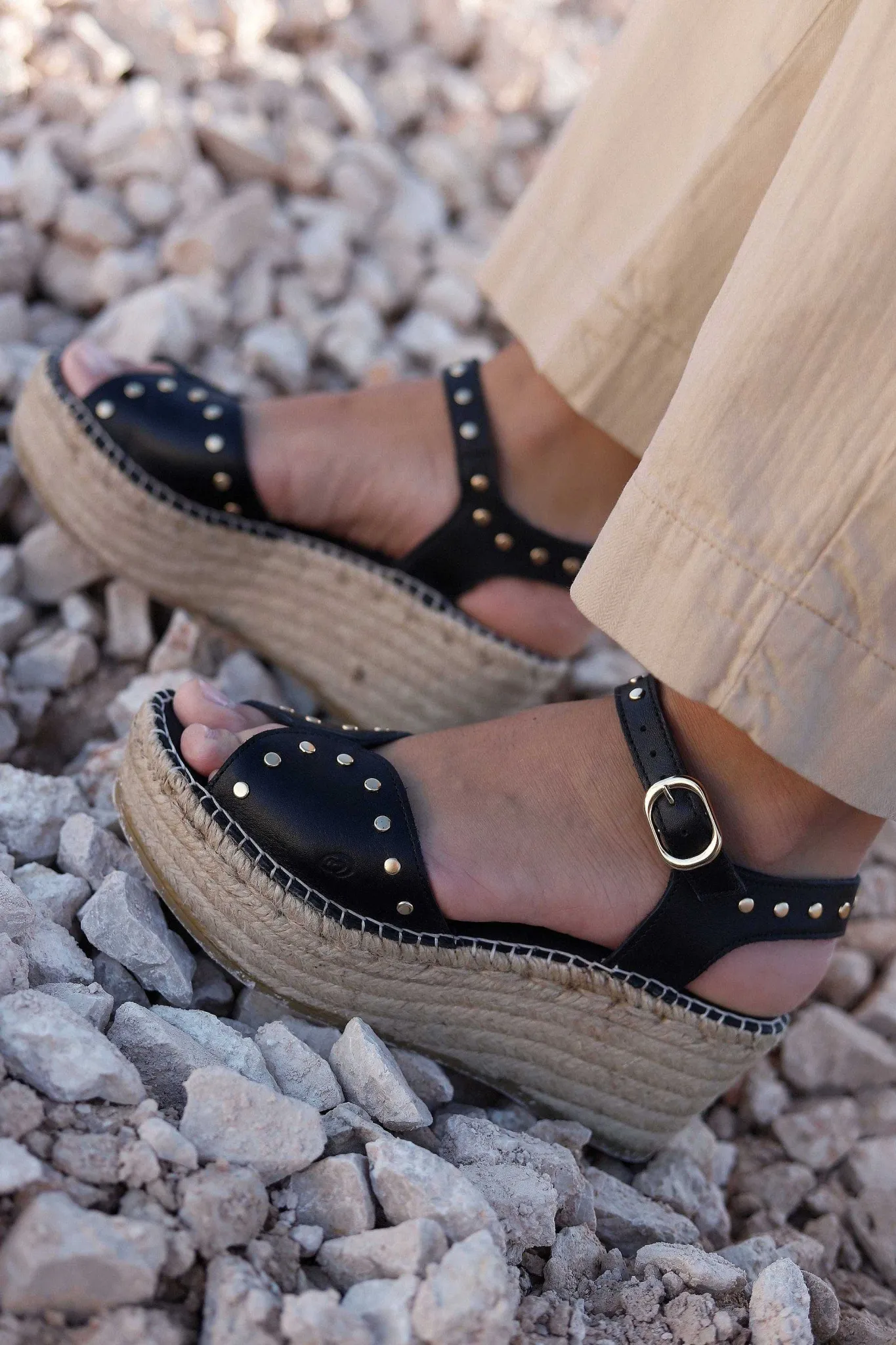 Mujer MICUIR Sandalias Plataforma-Malia Negro 7Cm