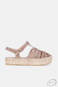 Mujer MICUIR Sandalias Plataforma-Marga Ante Taupe 3,5Cm
