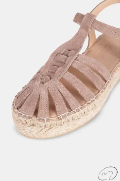 Mujer MICUIR Sandalias Plataforma-Marga Ante Taupe 3,5Cm