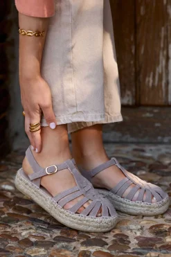 Mujer MICUIR Sandalias Plataforma-Marga Ante Taupe 3,5Cm