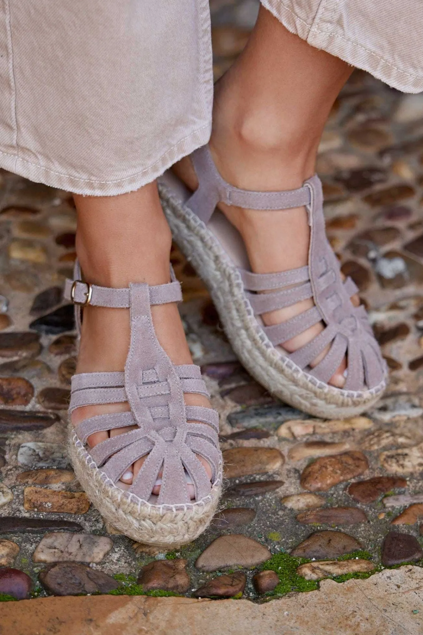Mujer MICUIR Sandalias Plataforma-Marga Ante Taupe 3,5Cm