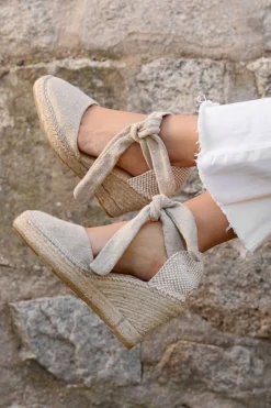 Mujer MICUIR Sandalias Plataforma-Marieta Beige 9Cm