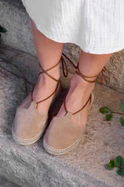 Mujer MICUIR Sandalias Esparto-Meilan Ante Beige 2Cm