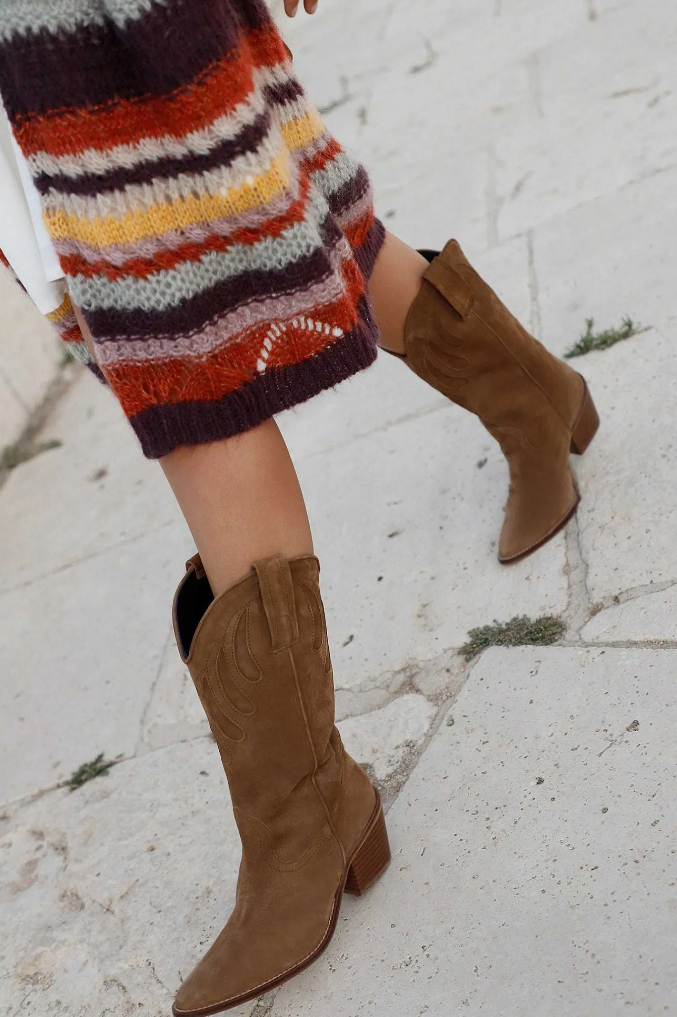 Mujer MICUIR Mestizo Boots-Mestizo Boots Tacón Ante Taupe 7Cm