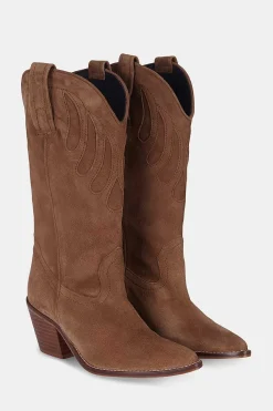 Mujer MICUIR Mestizo Boots-Mestizo Boots Tacón Ante Taupe 7Cm