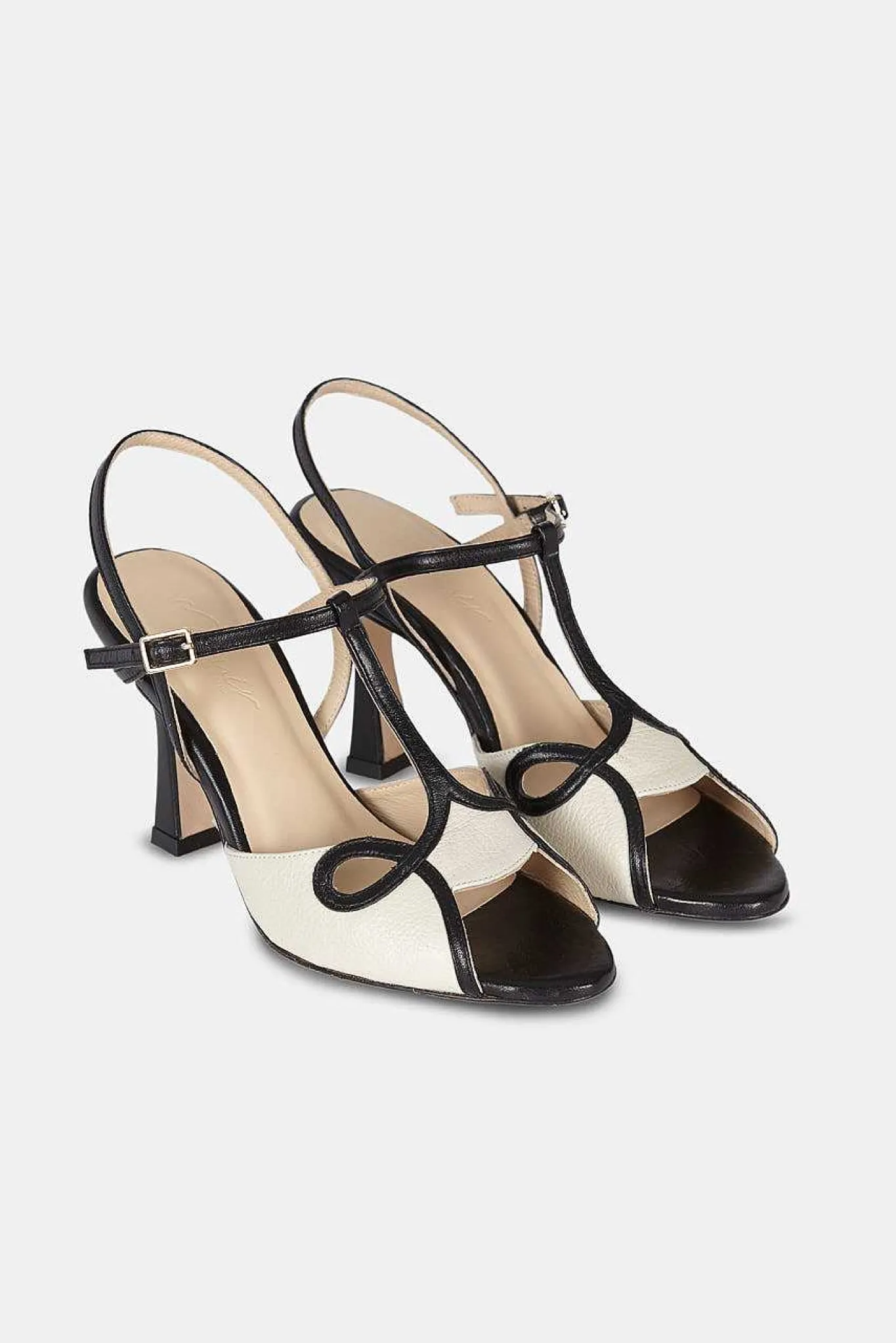 Mujer MICUIR Sandalias Tacón-Mia Blanco Y Negro 9Cm