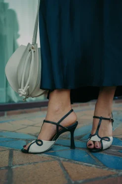 Mujer MICUIR Sandalias Tacón-Mia Blanco Y Negro 9Cm