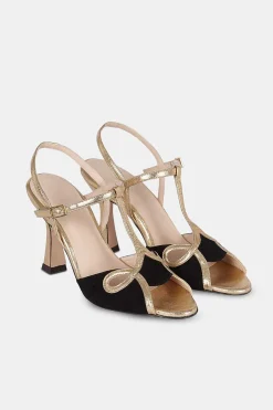 Mujer MICUIR Sandalias Tacón-Mia Oro Y Negro 9Cm