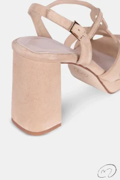 Mujer MICUIR Sandalias Tacón-Micaela Ante Beige Ribete Dorado 9,5Cm