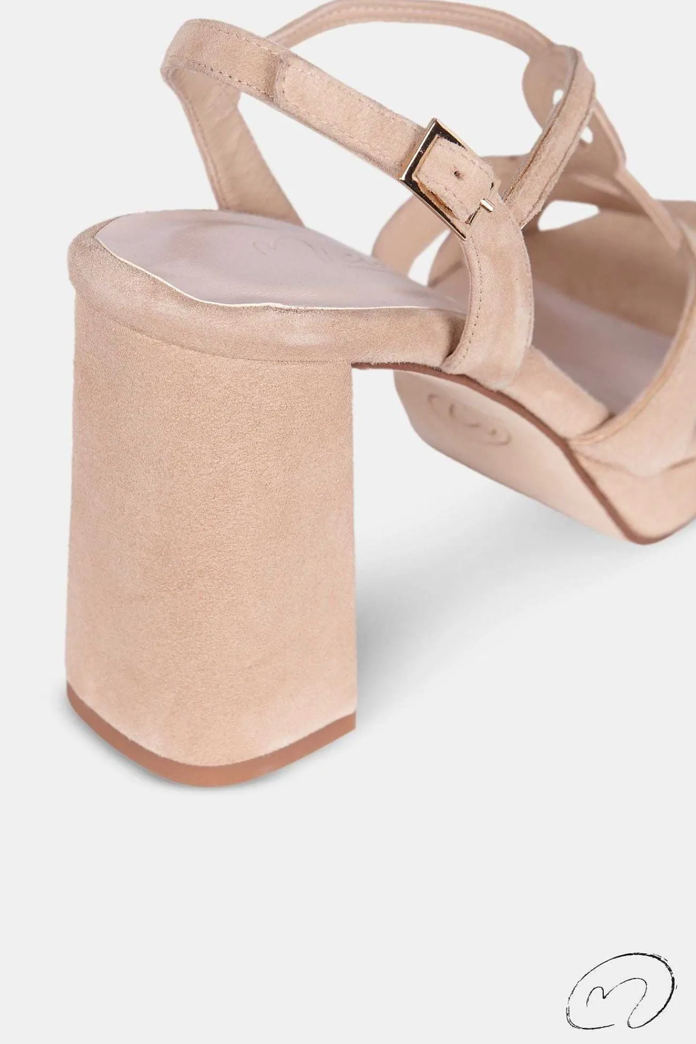 Mujer MICUIR Sandalias Tacón-Micaela Ante Beige Ribete Dorado 9,5Cm