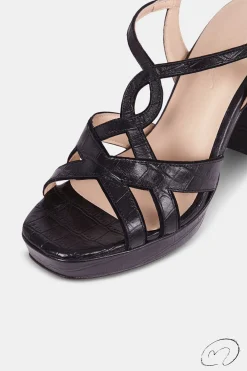 Mujer MICUIR Sandalias Tacón-Micaela Coco Negro 9,5Cm
