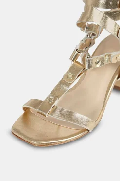 Mujer MICUIR Sandalias Tacón Midi-Niza Oro 6 Cm