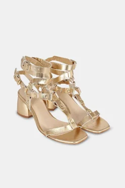 Mujer MICUIR Sandalias Tacón Midi-Niza Oro 6 Cm