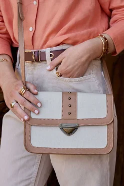 Mujer MICUIR Bolsos Medianos-Paloma Combinado Lino Y Cuero