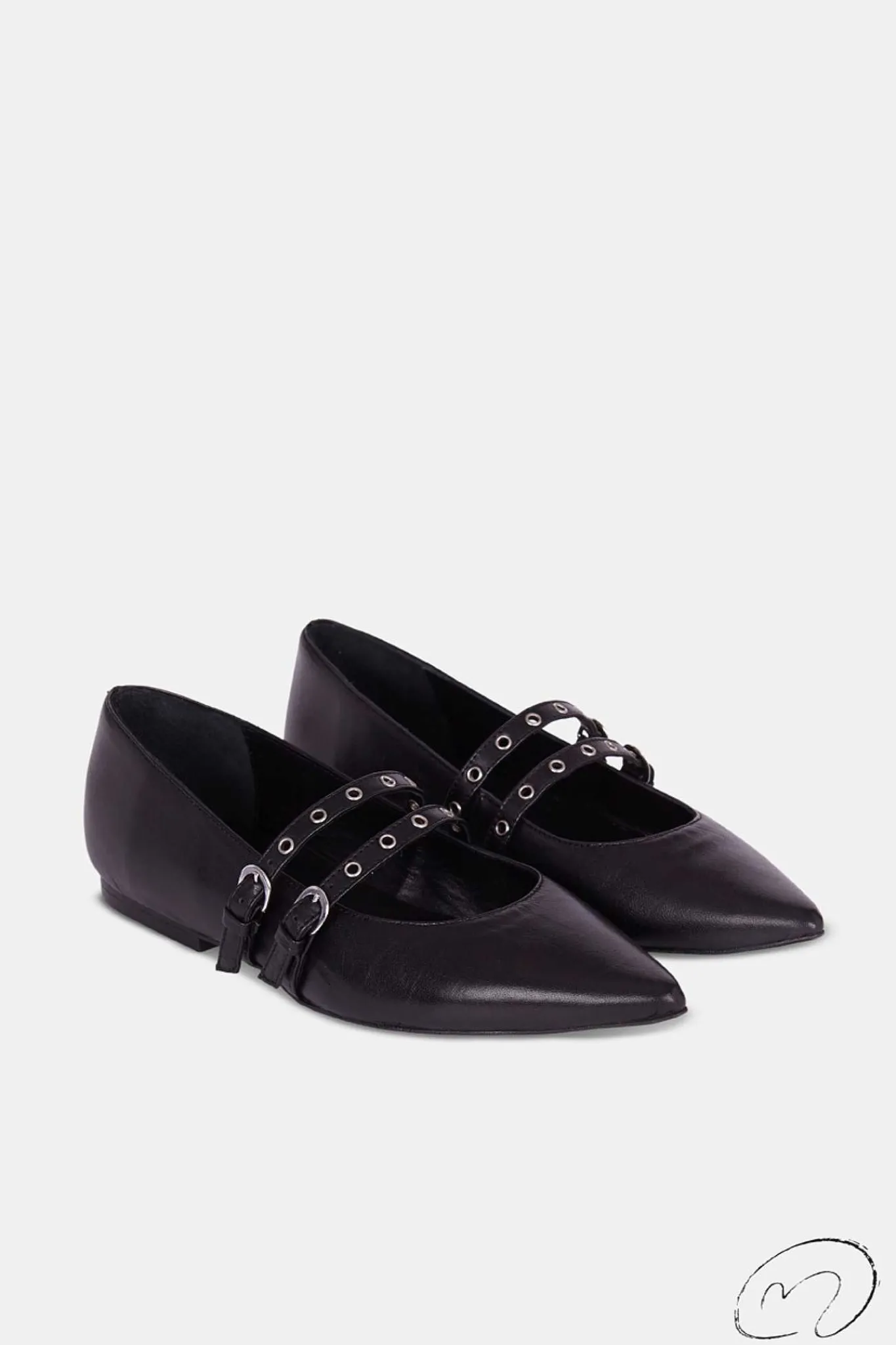 Mujer MICUIR Bailarinas-Paloma Tachas Negra 1Cm