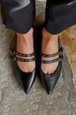 Mujer MICUIR Bailarinas-Paloma Tachas Negra 1Cm
