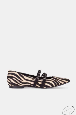 Mujer MICUIR Bailarinas-Paloma Tachas Pelo Cebra 1Cm