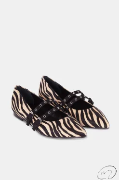 Mujer MICUIR Bailarinas-Paloma Tachas Pelo Cebra 1Cm