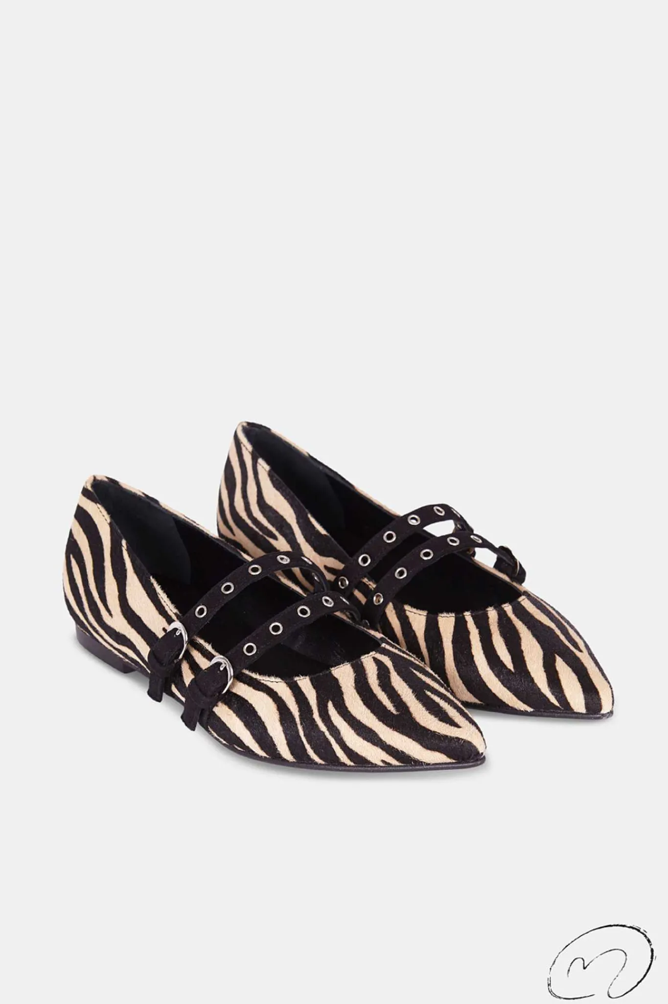 Mujer MICUIR Bailarinas-Paloma Tachas Pelo Cebra 1Cm