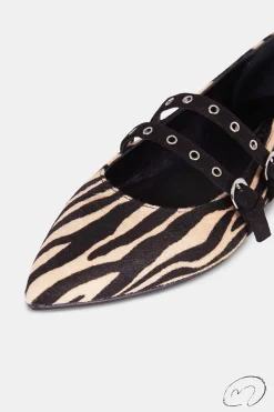 Mujer MICUIR Bailarinas-Paloma Tachas Pelo Cebra 1Cm