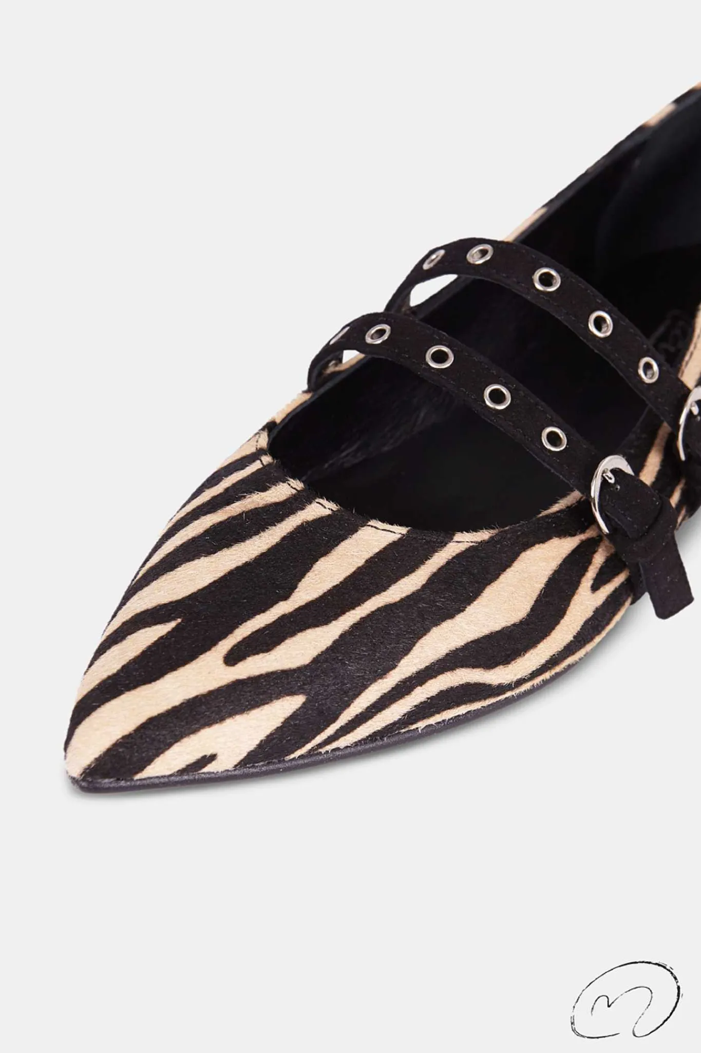 Mujer MICUIR Bailarinas-Paloma Tachas Pelo Cebra 1Cm