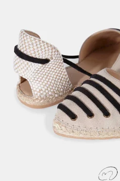 Mujer MICUIR Sandalias Esparto-Parikia Negro Y Crema 1Cm