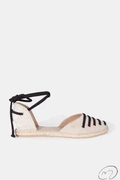Mujer MICUIR Sandalias Esparto-Parikia Negro Y Crema 1Cm