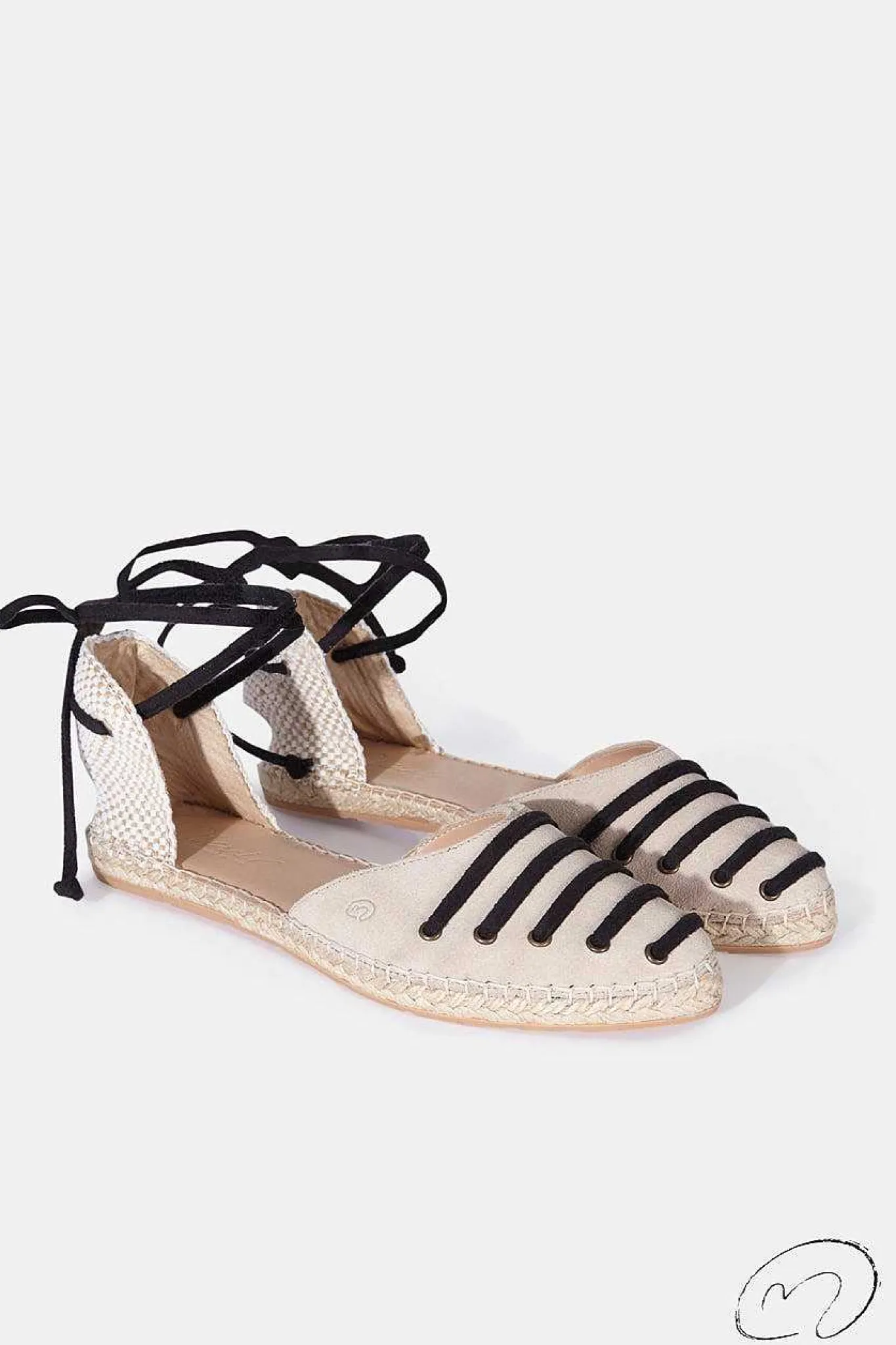 Mujer MICUIR Sandalias Esparto-Parikia Negro Y Crema 1Cm