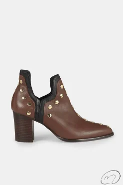 Mujer MICUIR Punky Boots-Punky Boots Avellana Con Tacón Tachas Oro 7Cm