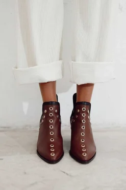 Mujer MICUIR Punky Boots-Punky Boots Avellana Con Tacón Tachas Oro 7Cm