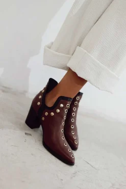 Mujer MICUIR Punky Boots-Punky Boots Avellana Con Tacón Tachas Oro 7Cm