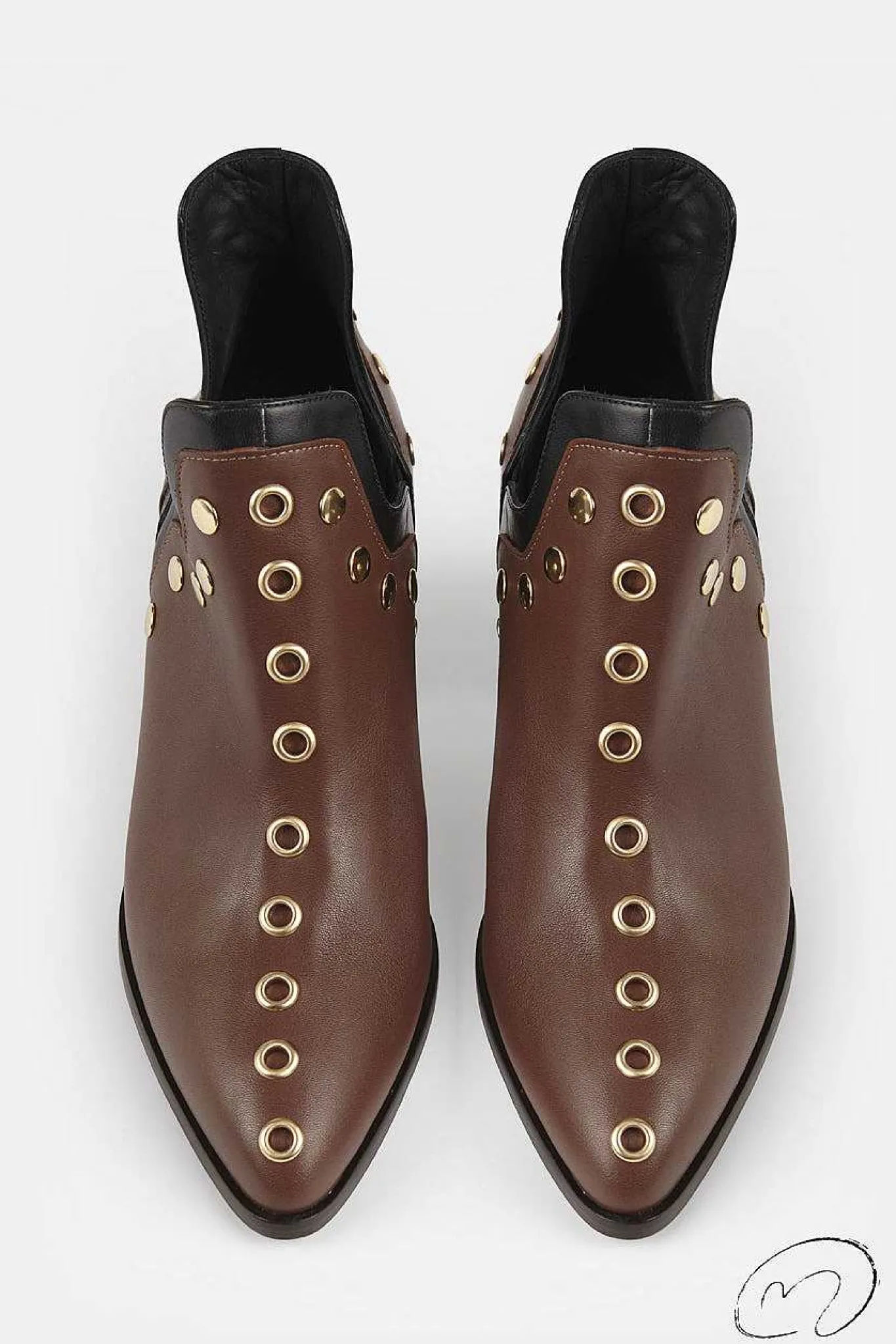 Mujer MICUIR Punky Boots-Punky Boots Avellana Con Tacón Tachas Oro 7Cm