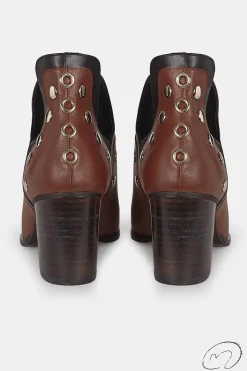 Mujer MICUIR Punky Boots-Punky Boots Avellana Con Tacón Tachas Oro 7Cm