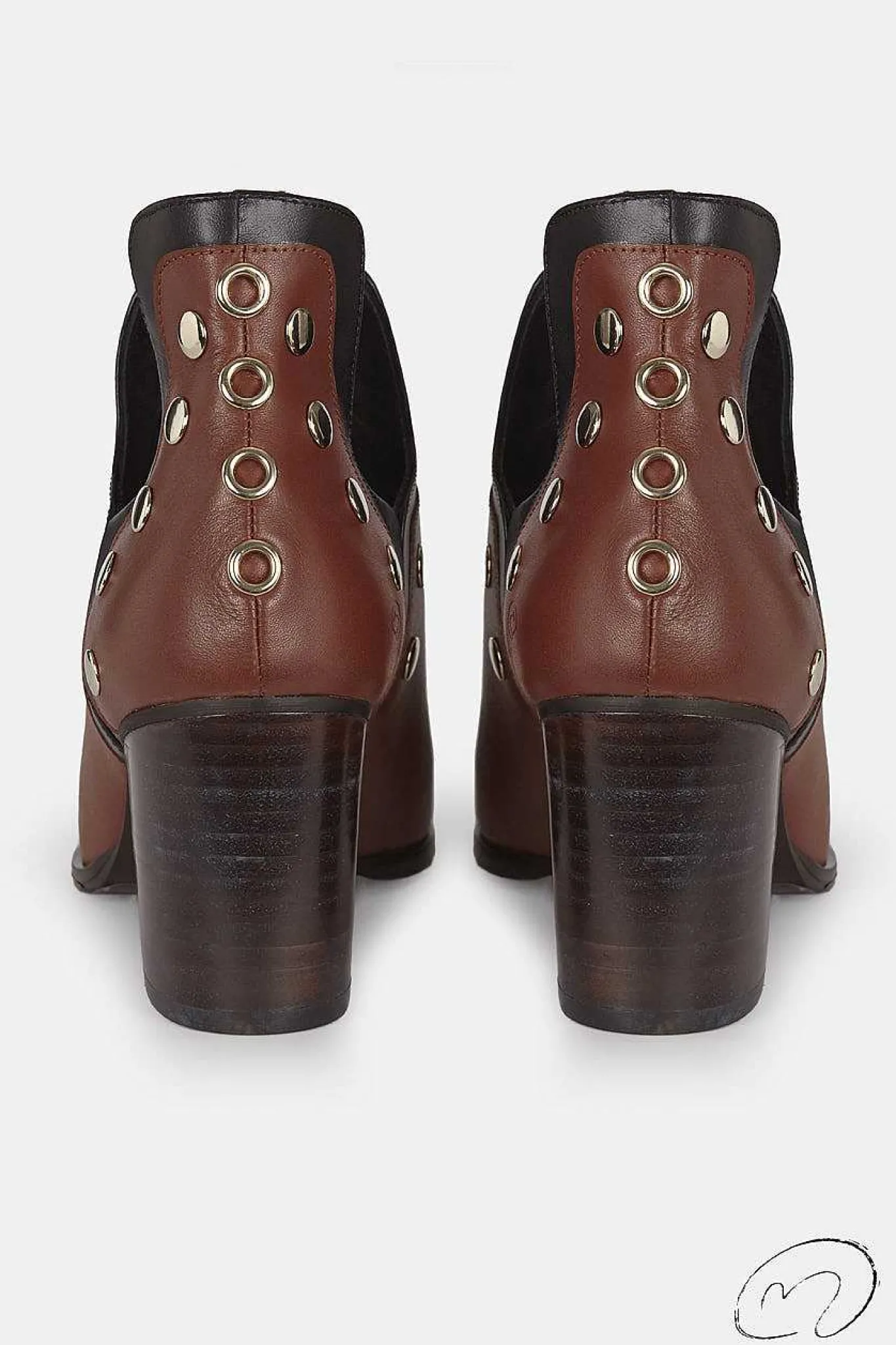 Mujer MICUIR Punky Boots-Punky Boots Avellana Con Tacón Tachas Oro 7Cm