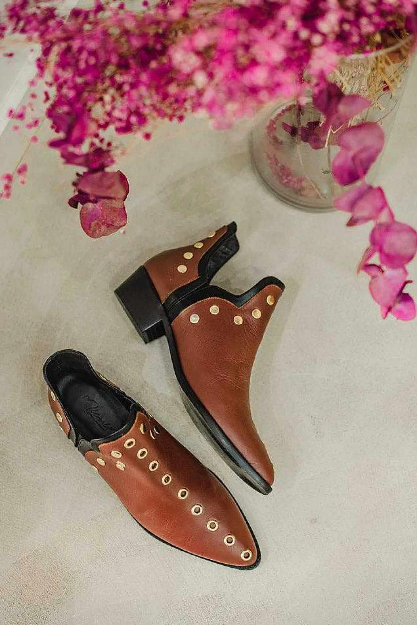 Mujer MICUIR Punky Boots-Punky Boots Avellana Tachas Oro 4Cm