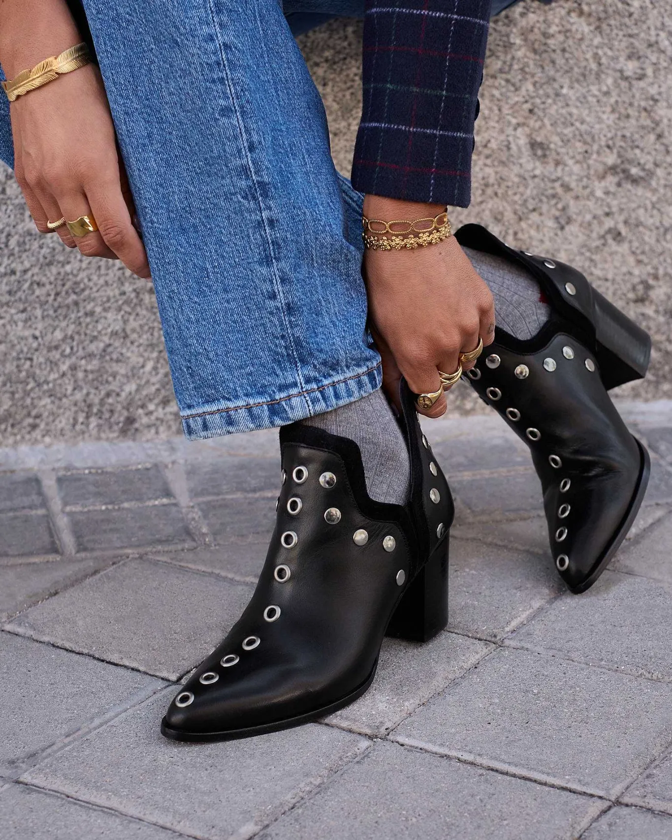 Mujer MICUIR Punky Boots-Punky Boots Negras Con Tacón 7Cm