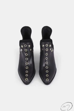 Mujer MICUIR Punky Boots-Punky Boots Negras Con Tacón Tachas Doradas 7Cm