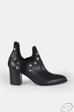 Mujer MICUIR Punky Boots-Punky Boots Negras Con Tacón Tachas Doradas 7Cm