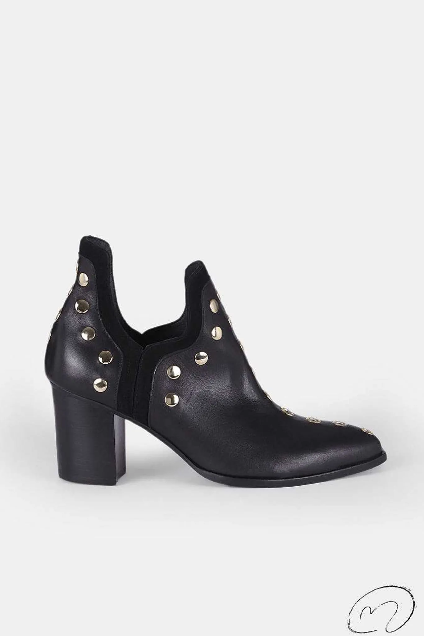 Mujer MICUIR Punky Boots-Punky Boots Negras Con Tacón Tachas Doradas 7Cm