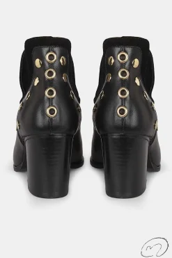 Mujer MICUIR Punky Boots-Punky Boots Negras Con Tacón Tachas Doradas 7Cm