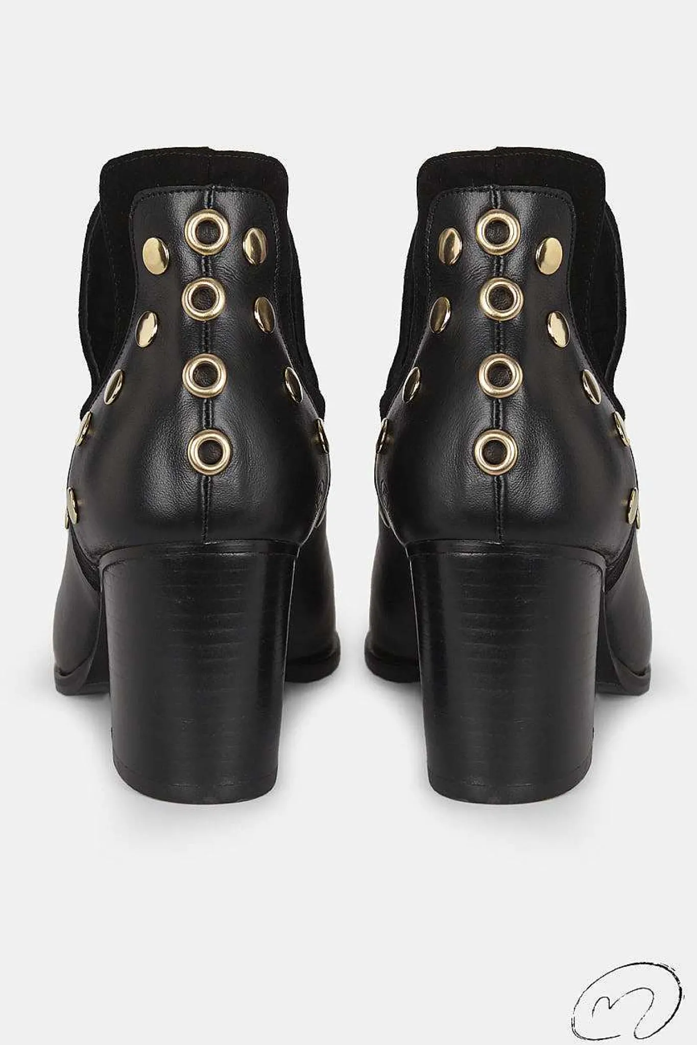 Mujer MICUIR Punky Boots-Punky Boots Negras Con Tacón Tachas Doradas 7Cm